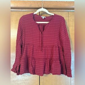 Lucky Brand Tie Neck Tiered Peasant Blouse